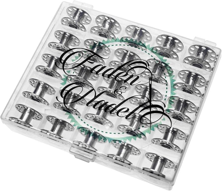 PARFCO Spoelen naaimachine, 36 stuks metalen draadspoelen, lege spoel, met transparante spoelbox, 7 mm binnendiameter, naaimachinespoelen, naaimachineaccessoires, voor naaien, doe-het-zelfprojecten