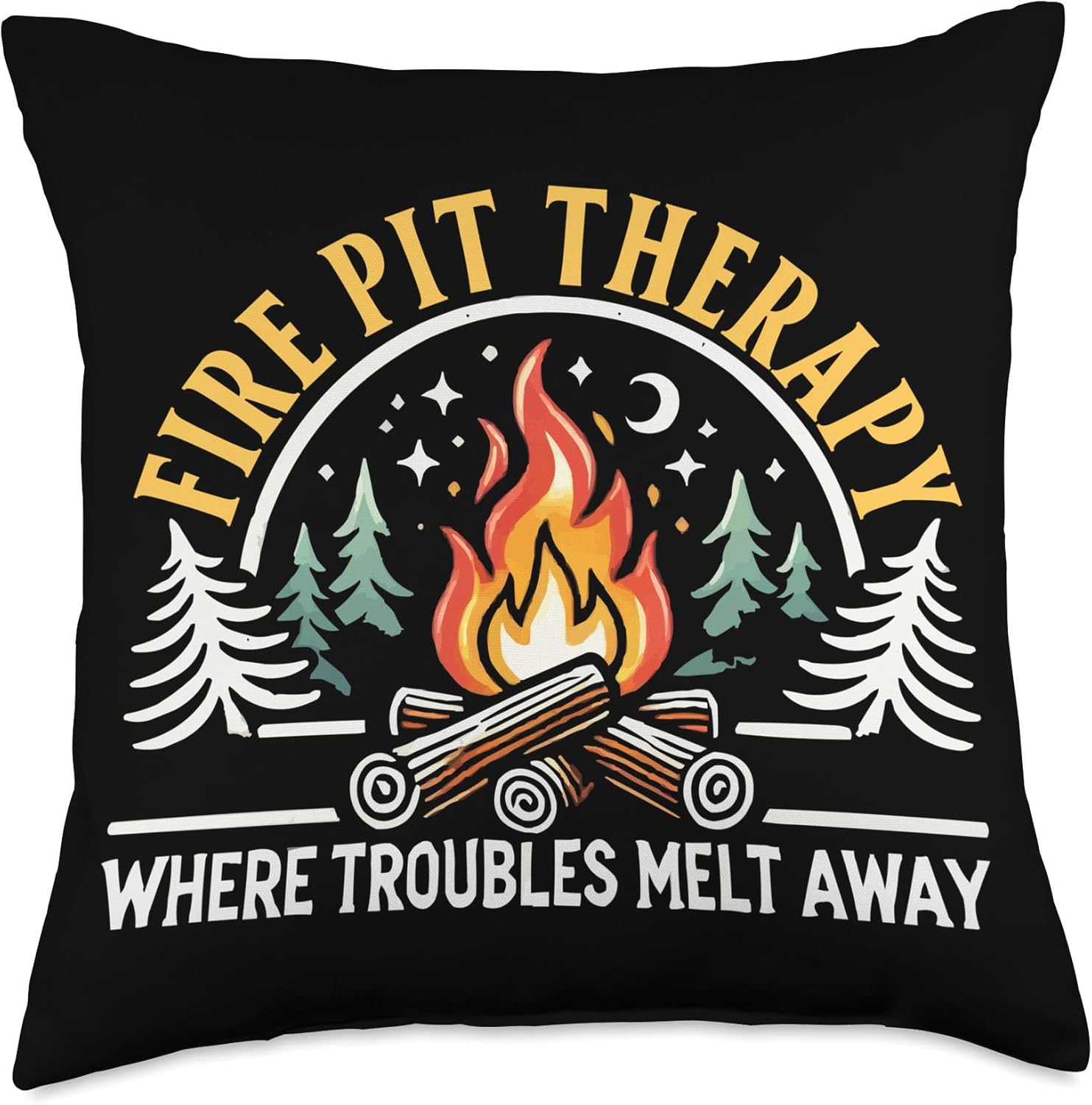 Firepit Outdoor Camp Fire Pit Camping Campfire Throw Pillow