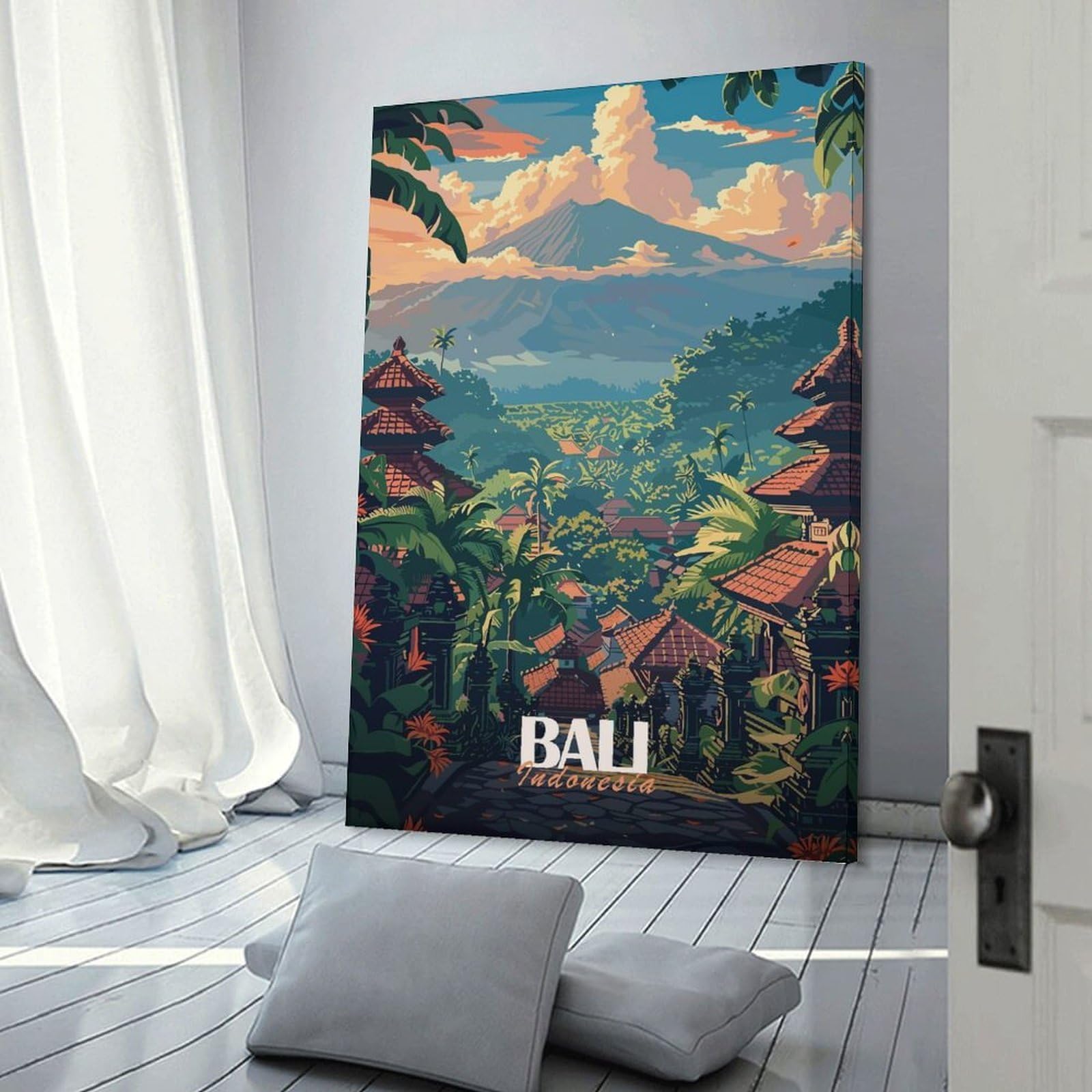 Junmoney Hanging Wall Art Bali Travel (6), 24x36inch(60x90cm), for Small Homes, Bedrooms Or Open Spaces, Wall Decor with Flexible Room Appeal