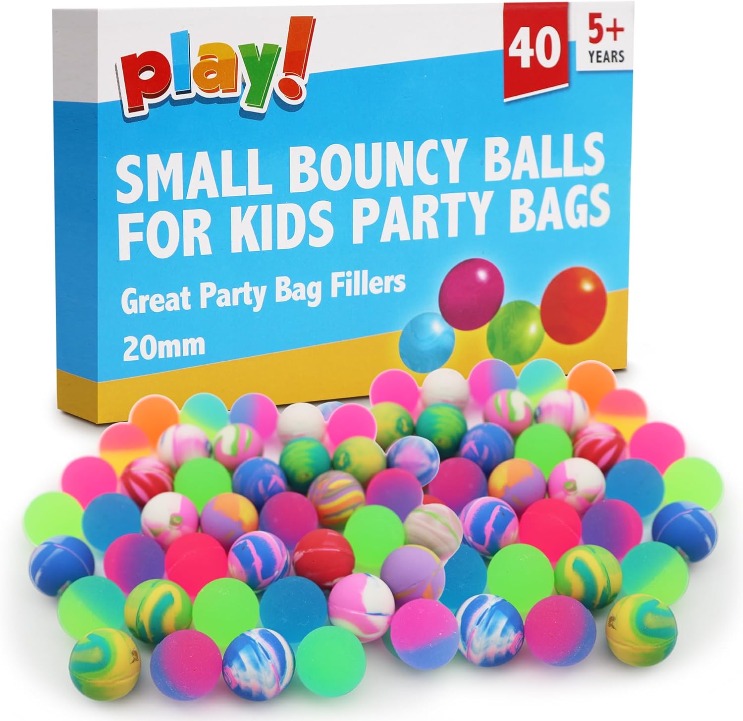 40pk Small Bouncy Balls for Kids Party Bags Bouncy Balls for Kids