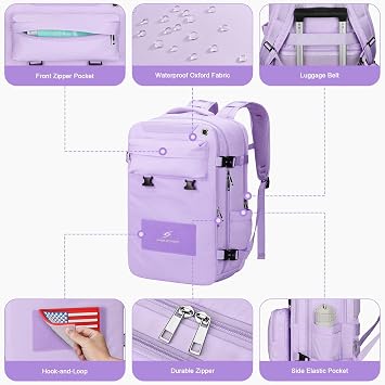 Maelstrom Travel Backpack for Women Men, 2 in 1 Crossbody Bag Laptop Backpack Fits 15.6-17.3 Inch Laptop, 26L Work/Nurse/Teacher Bag, Carry On Backpack with Shoe Compartment,Purple