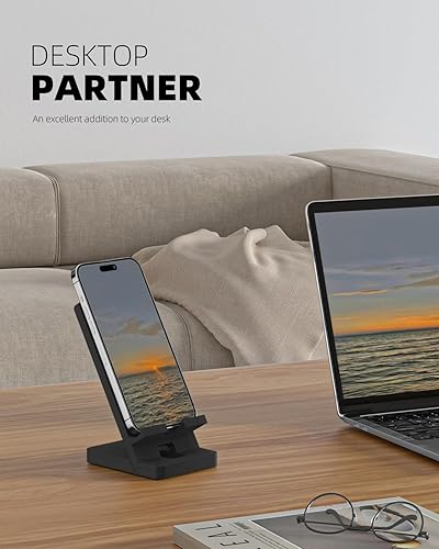 Miniatura 3 de Soporte para teléfono celular, soporte para teléfono portátil, soporte para teléfono transparente para escritorio (negro)