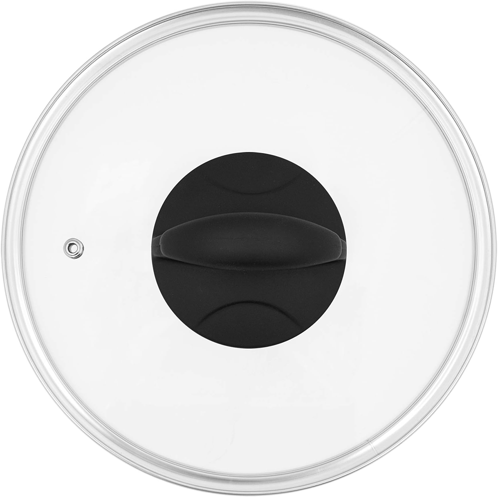 Blackmoor Home 67139 18cm Tempered Glass Pan Lid | Soft Touch Handle | Suitable for Pots & Pans | Built in Steam Vent | Stainless Steel Edge