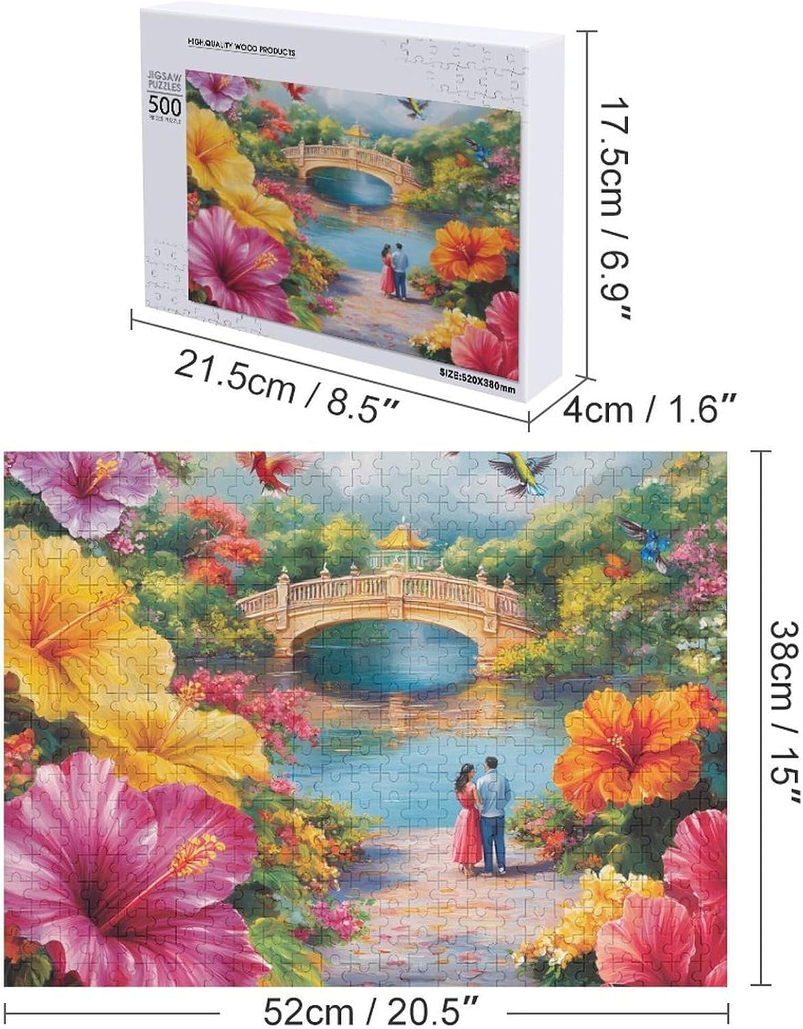 Hibiscus Hawaiian Travel Wood Puzzle Challenging Jigsaw Puzzles for Women Men