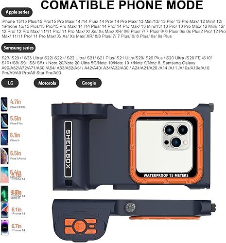 Miniatura 2 de Funda de teléfono impermeable para buceo profesional, conexión Bluetooth con control de aplicación, carcasa protectora de fotos y video bajo el agua