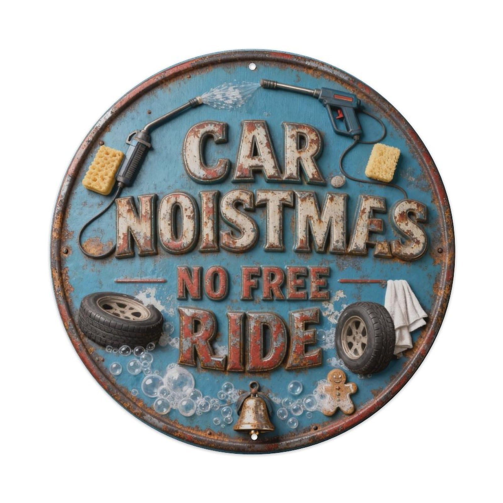CAR WASH NO FREE RIDES Metal Tin Sign Plaque