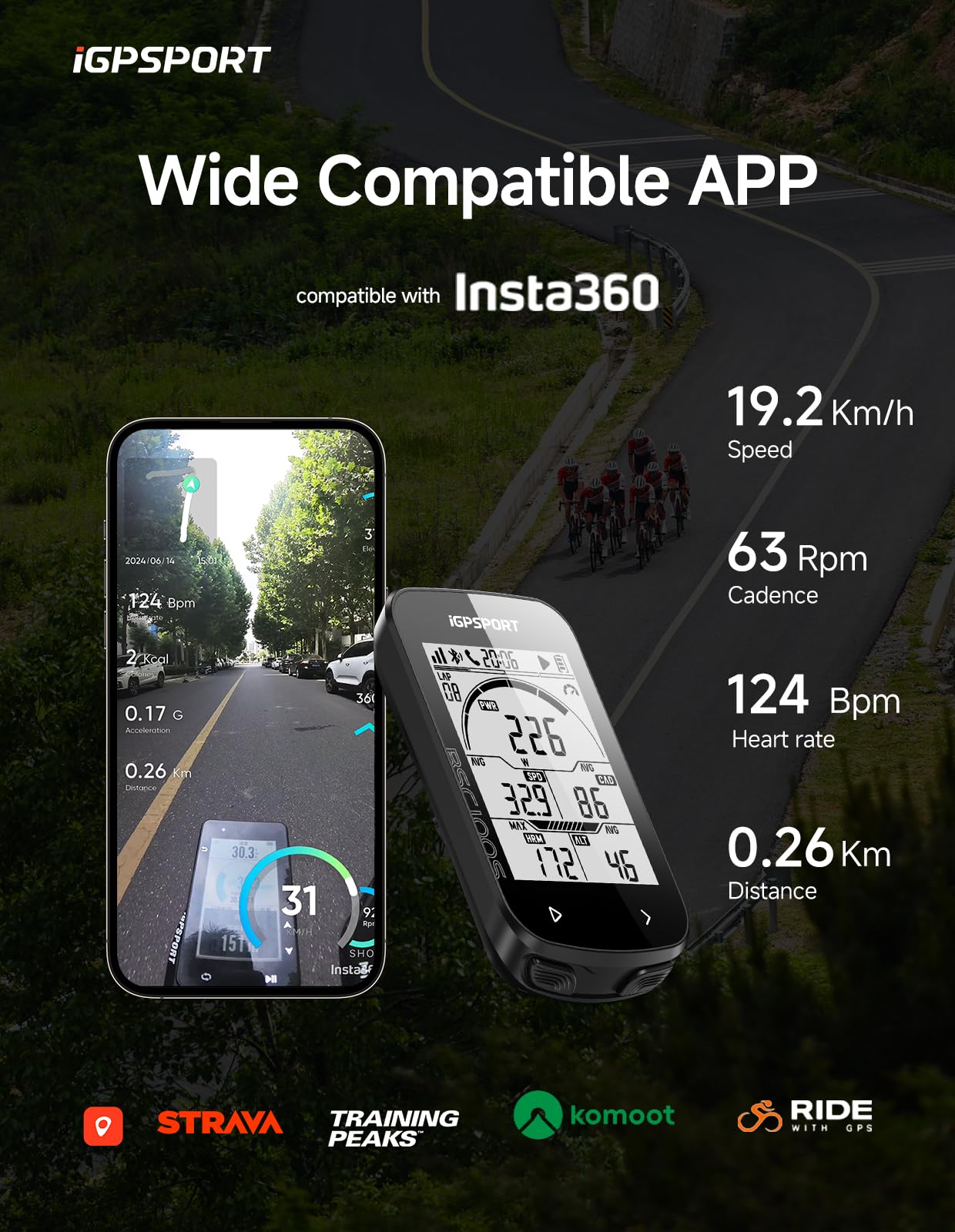 iGPSPORT BSC100S GPS Bicicleta, Ciclocomputador Pantalla de 2,6 Pulgadas, hasta 40 Horas de Autonomía, Conexión Ant+ / BLE 5.0, Impermeable IPX7
