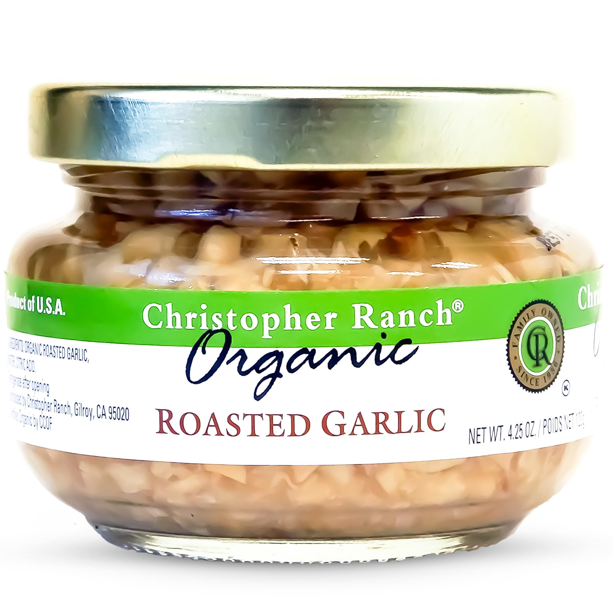 Christopher Ranch, Vegetable Cut Garlic Roasted Organic, 4.25 Ounce
