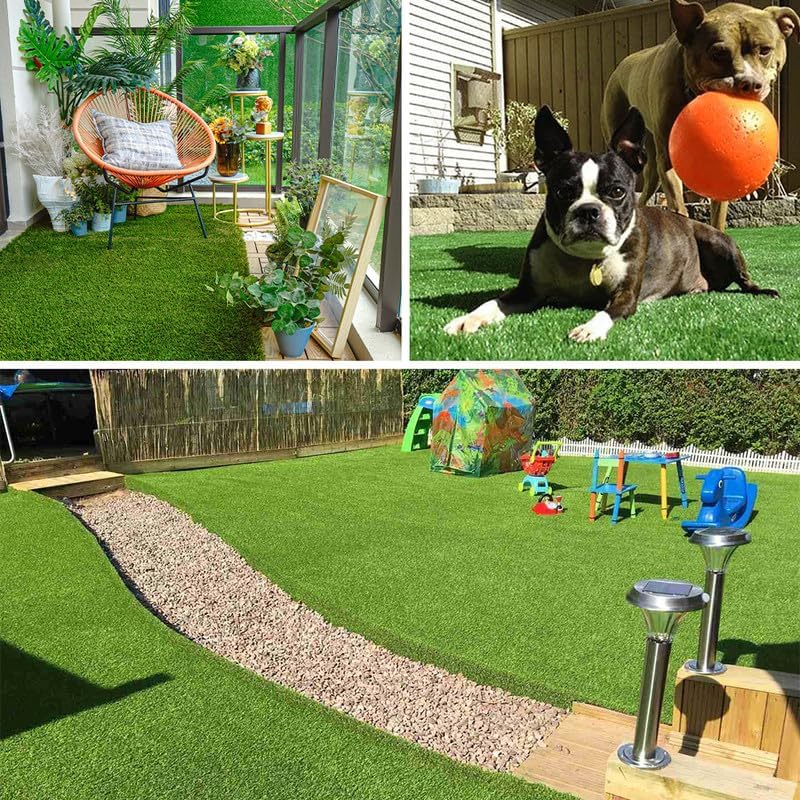 Miniatura 8 de Fasward Alfombra de césped artificial de lujo de 9 x 18 pies, césped falso de 1.77 pulgadas, 90 onzas, peso facial, suelo para interiores y