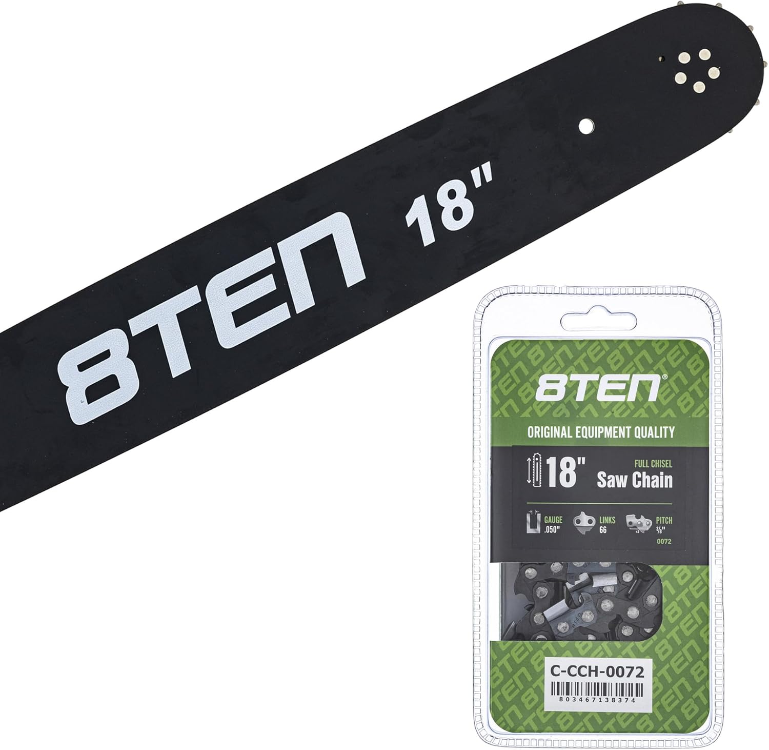 8TEN 18" Chainsaw Guide Bar & Chain .050 3/8 66DL for Stihl 039 024 036 038 GB Carlton Silver Streak 30030088917 33RS66E