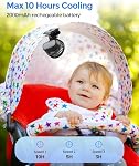 Amacool Mini Stroller Fan with Clip for Baby Carrier/Car Seat/Bassinet, 3-Speed Portable Fan, 10H Cooling Rechargeable, Ultra Light 0.24 lb, Safe Gaps, 360° Rotatable for Diaper Backpack Desk Travel