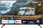 SYLVOX Intelligent RV TV, 40" 12-24V TV pour RV Campeur 1080P DC/AC Télévision assistée, Assistance Télécharger des apps, Google Assistant, Bluetooth WiFi, Intelligent TV pour Camion Home Car Campervan