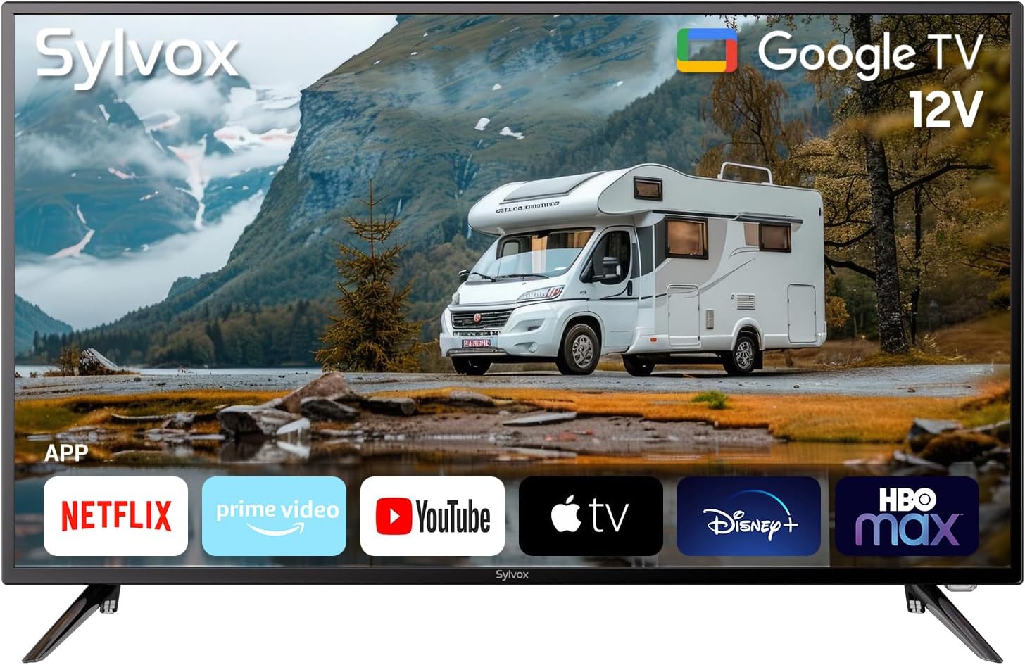 SYLVOX Smart RV TV, 40" 12-24V TVs for RV Camper 1080P FHD DC/AC Powered, Support Download APPs, Google Assistant, Bluetooth WiFi, Smart Television for Home Car Campervan Truck