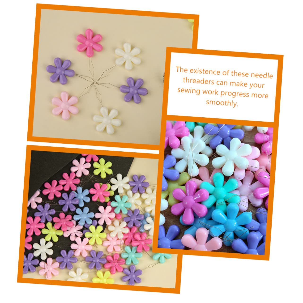 NUOBESTY 4 Set di Cucito per Cucire A Mano Infila Ago A Forma di Fiore Strumenti per Ricamo 50 Pezzi * 4