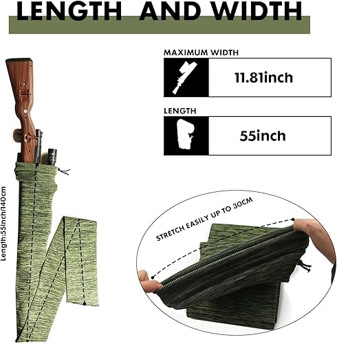 Miniatura 2 de KOVKCOVB Calcetines de pistola de punto tratados con silicona para rifles y escopetas, funda táctica para pistola de pistola para almacenamiento al