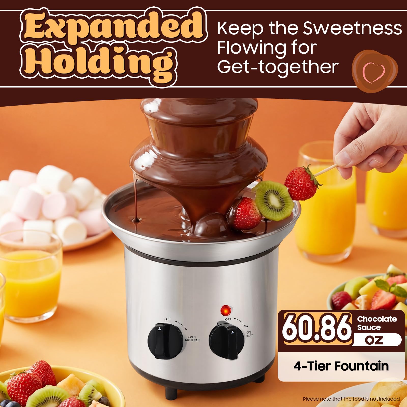 Fontaine À Chocolat Électrique 4 Étages 1,8L Professionnelle Cascade Chocolat 40°C Température Constante Acier Inoxydable, Machine Fontaine Chocolat Pour Fromage Fondue Fête Mariage