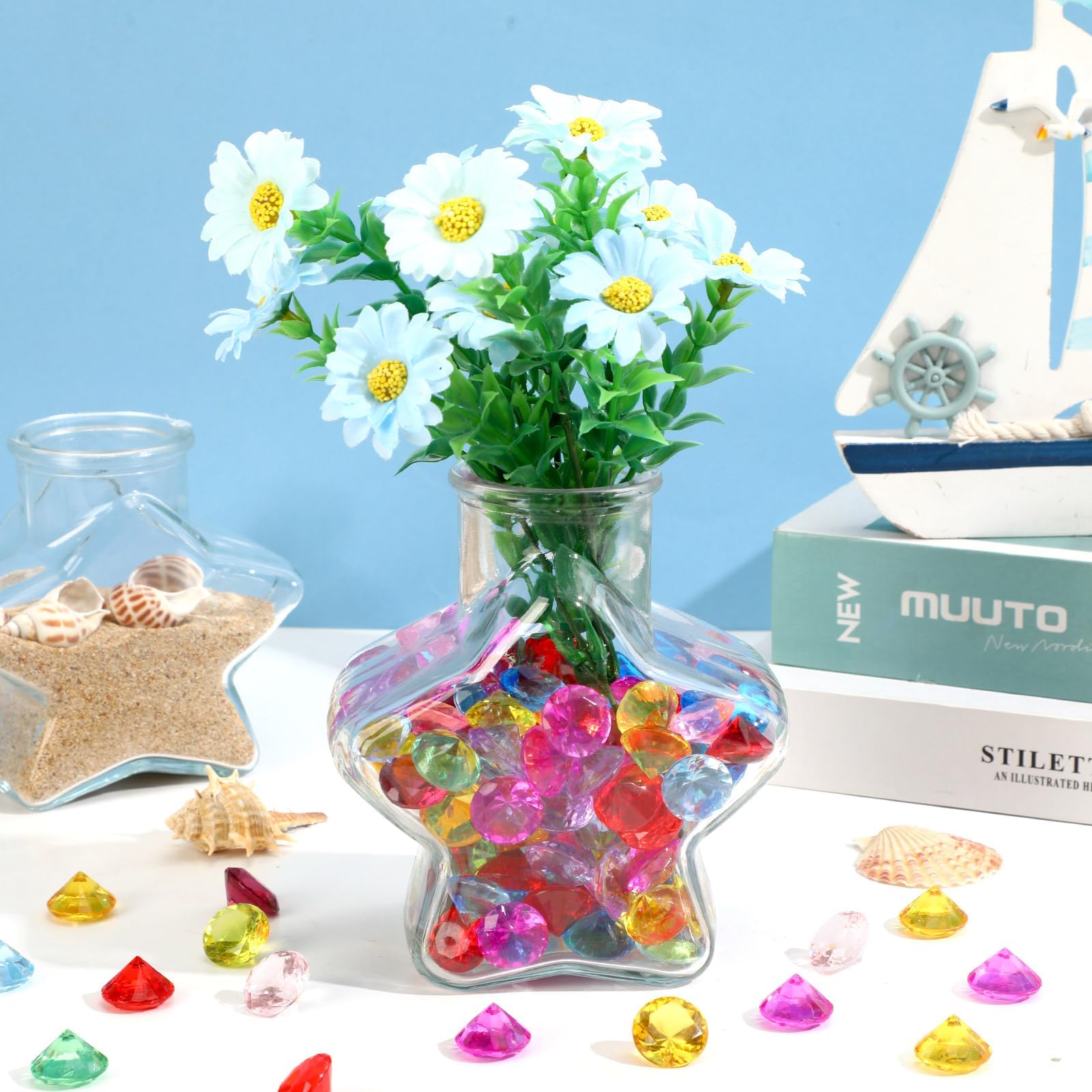 MARFOREVER 150 Stück Piratenschatz-Edelsteine, 2 cm große Acryl-Tauchjuwelen, Schatz-Edelsteine ​​für Poolspielzeug, Sinnesboxen, Piratenparty-Gastgeschenke, Dekorationen, Schatzsuchspiele