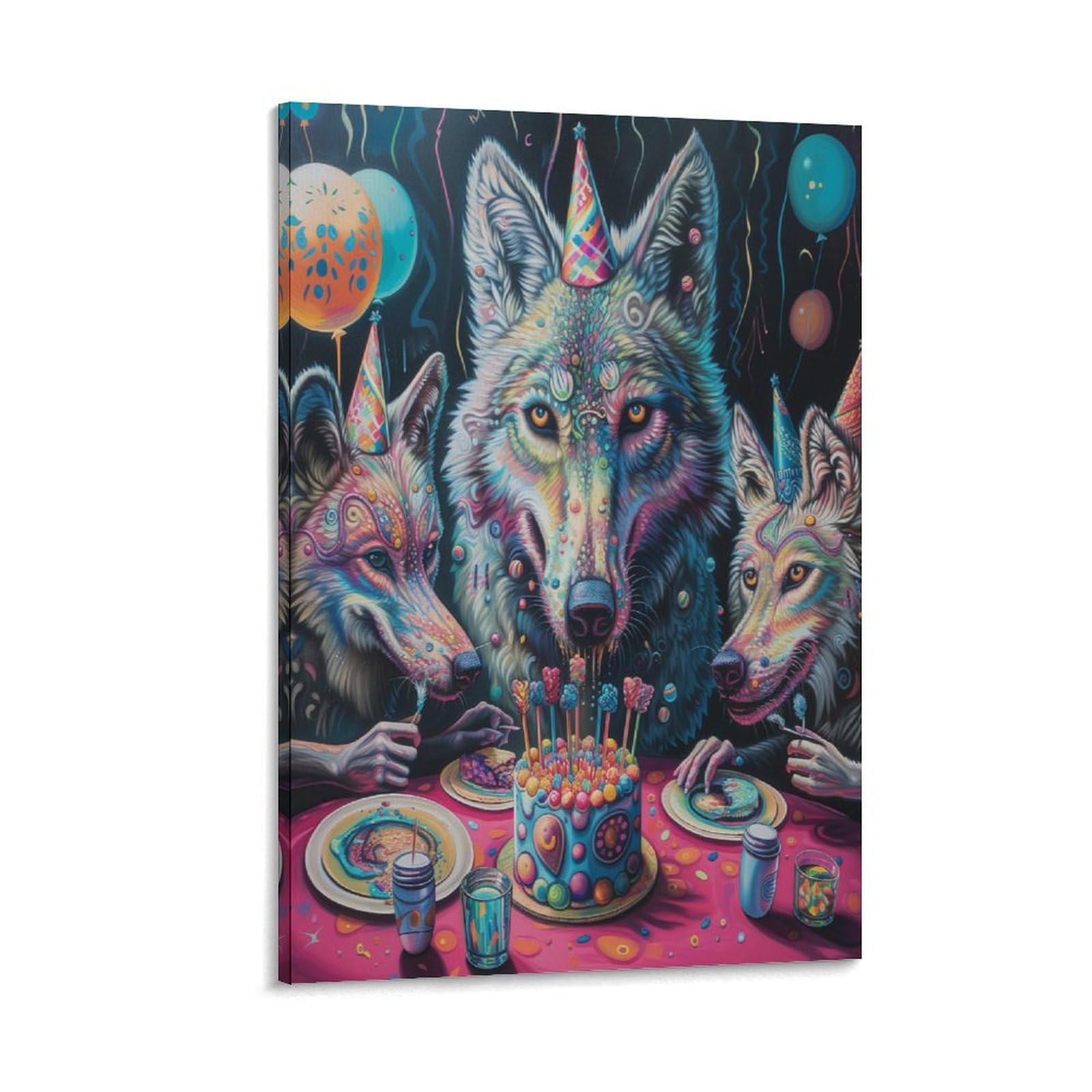 Idée cadeau avec cette impression sur toile de loup pour décoration murale de chambre