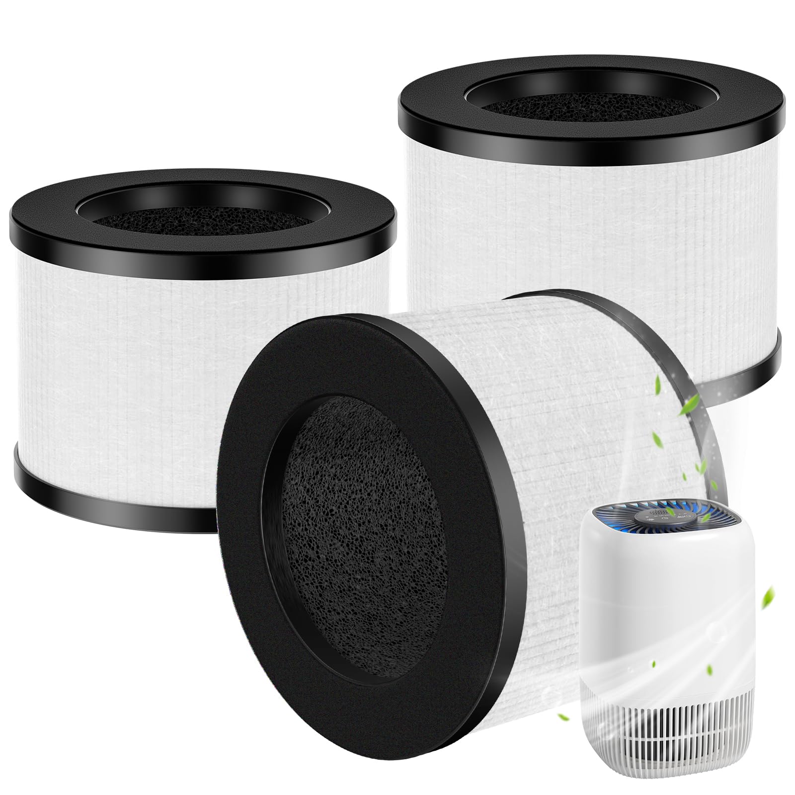3 Pack DH-JH12 Replacement Filter Compatible with VOOPNU DH-JH12 Air Purifier, ToLife TZ-K1 Air Puri-fier, MK01 MK06, and FreAire KN6391 Air Purifiers, 3-in-1 Filtration JH12 Replcement Filter