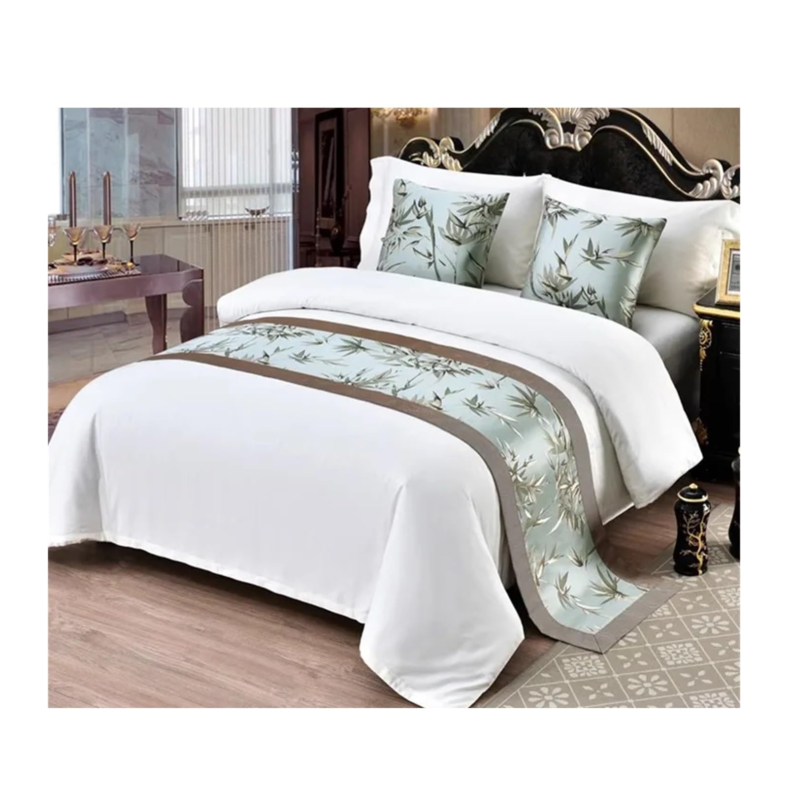 SHENJMAI Bed Runner Bed Table Runner Flag Hotel Cupboard Bedding Decor for Home Parlor Wedding Room(R,50x240cm)