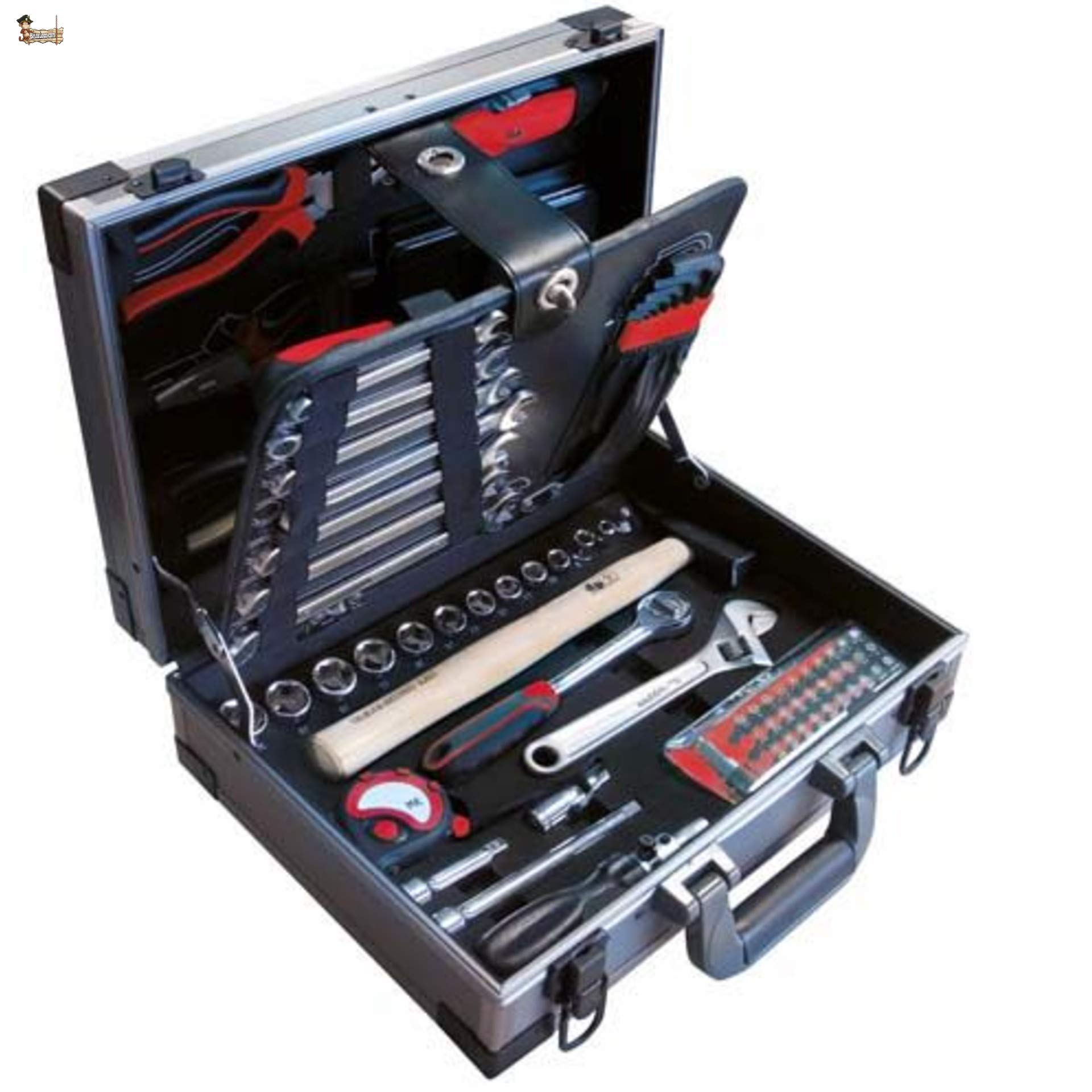 BricoLoco Maletín caja herramientas completo. Kit surtido mantenimiento. Calidad profesional cromo vanadio. Set organizador. Maleta herramientas de mano. 91 PIEZAS.