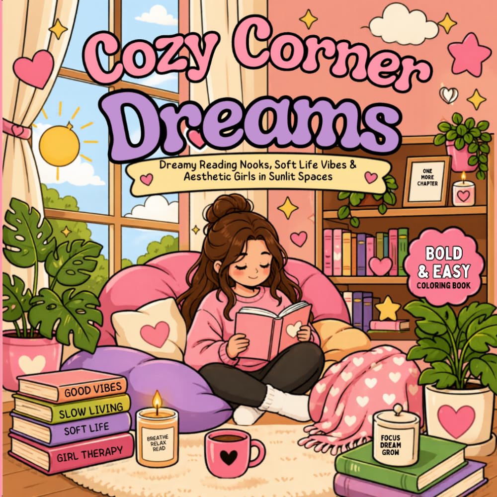 COZY CORNER COLURING BOOK: Dreamy Reading Nooks & Soft Vibes Only