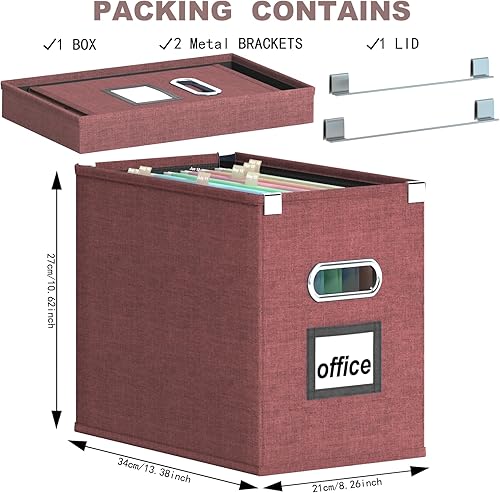 Miniatura 2 de Huolewa Cajas organizadoras de archivos con bolsillo de malla, juego de 2, cajas organizadoras de archivos colgantes para archivos y carpetas de