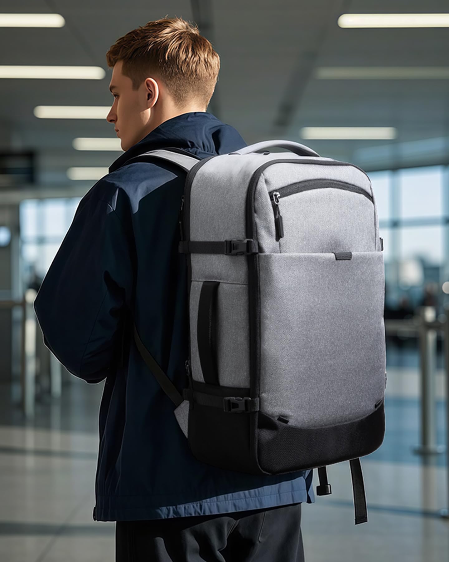 Inateck 38.5-46.2 L Sac à Dos de Voyage Extensible pour Homme et Femme pour Ordinateur Portable 17,3" et iPad 12,9" pour Weekender