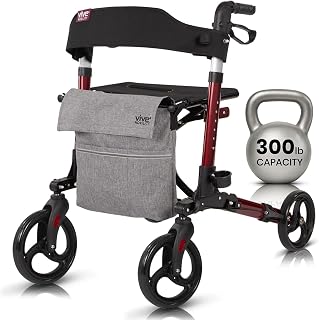 Vive Mobility Rollator Walker - Folding 4 Wheel Medical Rolling Walker