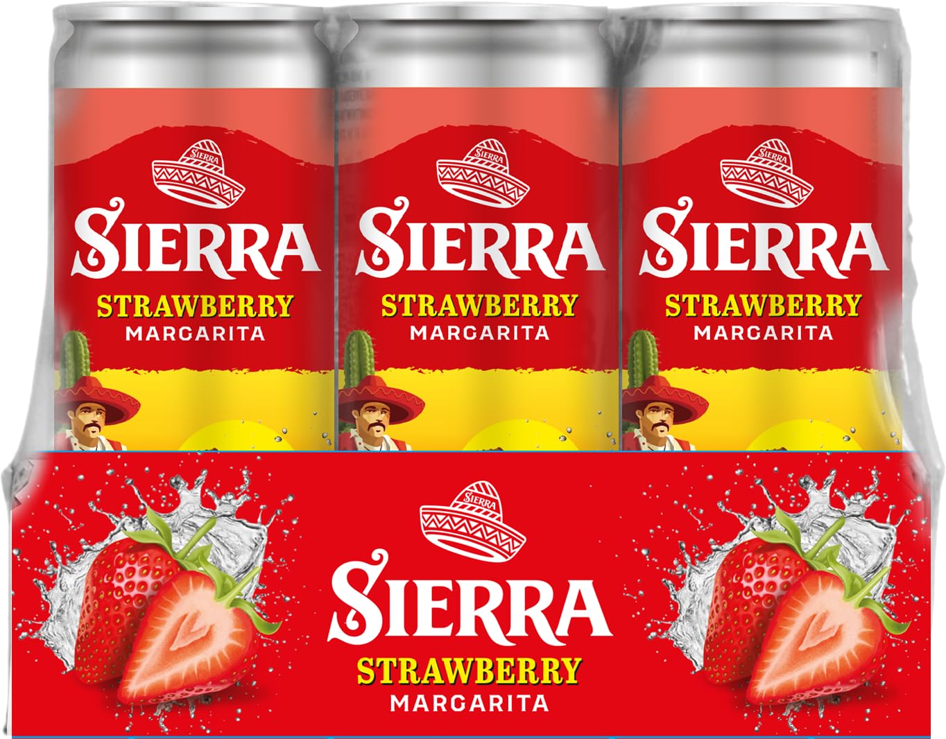 Sierra Strawberry Margarita – die fruchtige Kombination aus süßen Erdbeeren und Tequila – 12 Dosen à 250 ml (10% Vol) - perfekt für unterwegs
