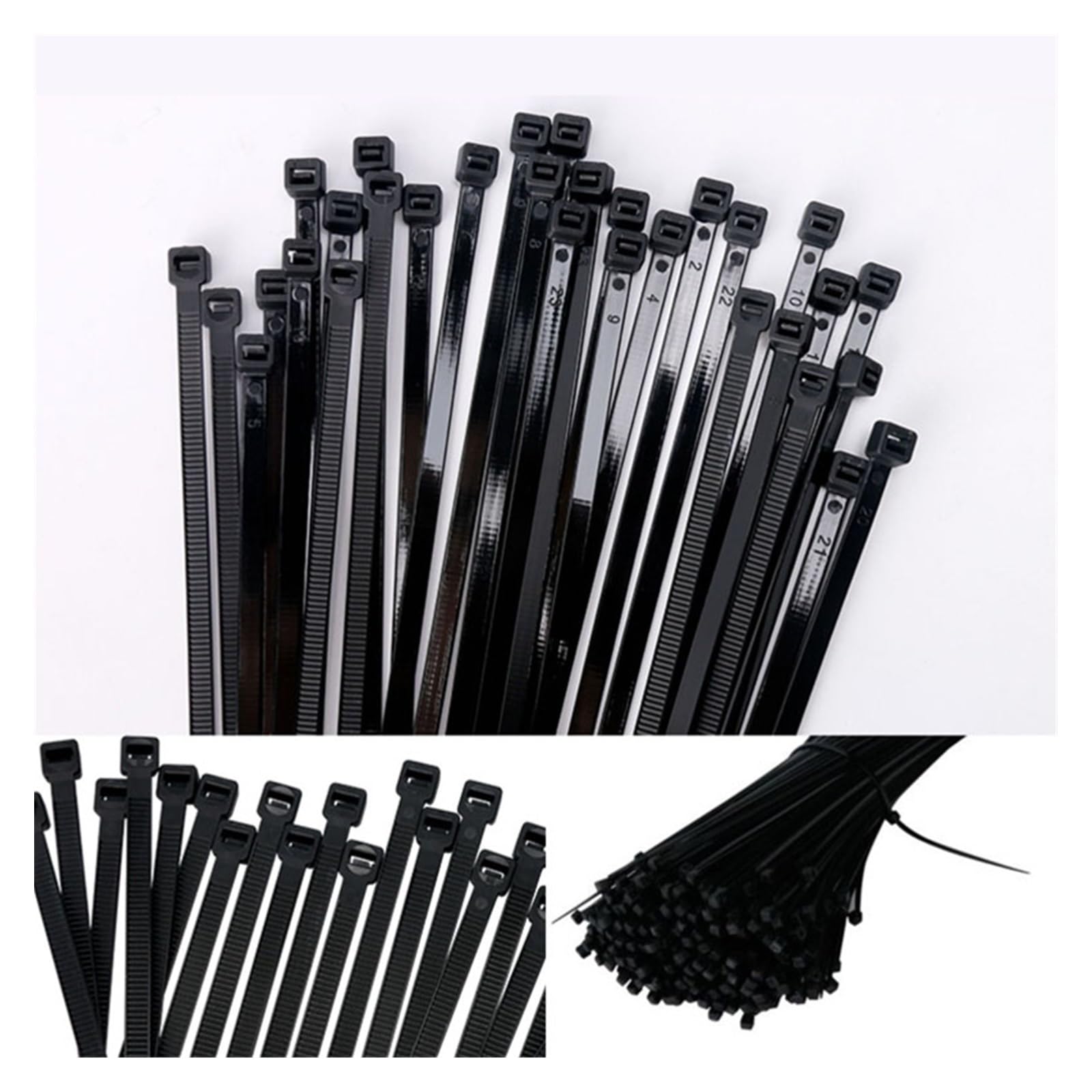 Fermacavi in nylon, fascette autobloccanti in nylon, nero, 3-5 mm x 60-250 mm, confezione da 100 o 1000 (3 x 200 100 pezzi)