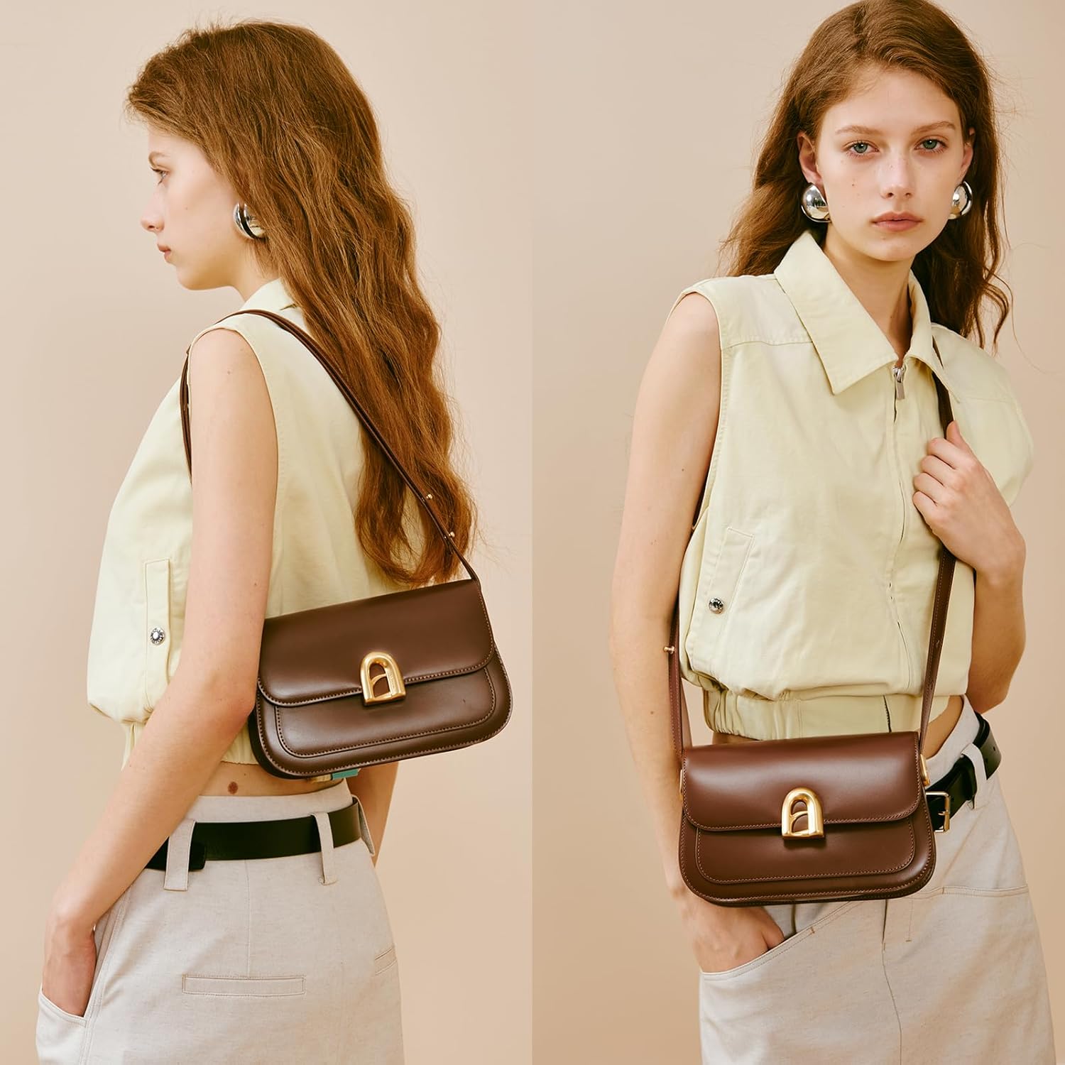 LA'FESTIN Genuine Leather Shoulder Purse for Women, Designer Handbag with Adjustable Strap, Going Out Crossbody Bag - Image 2