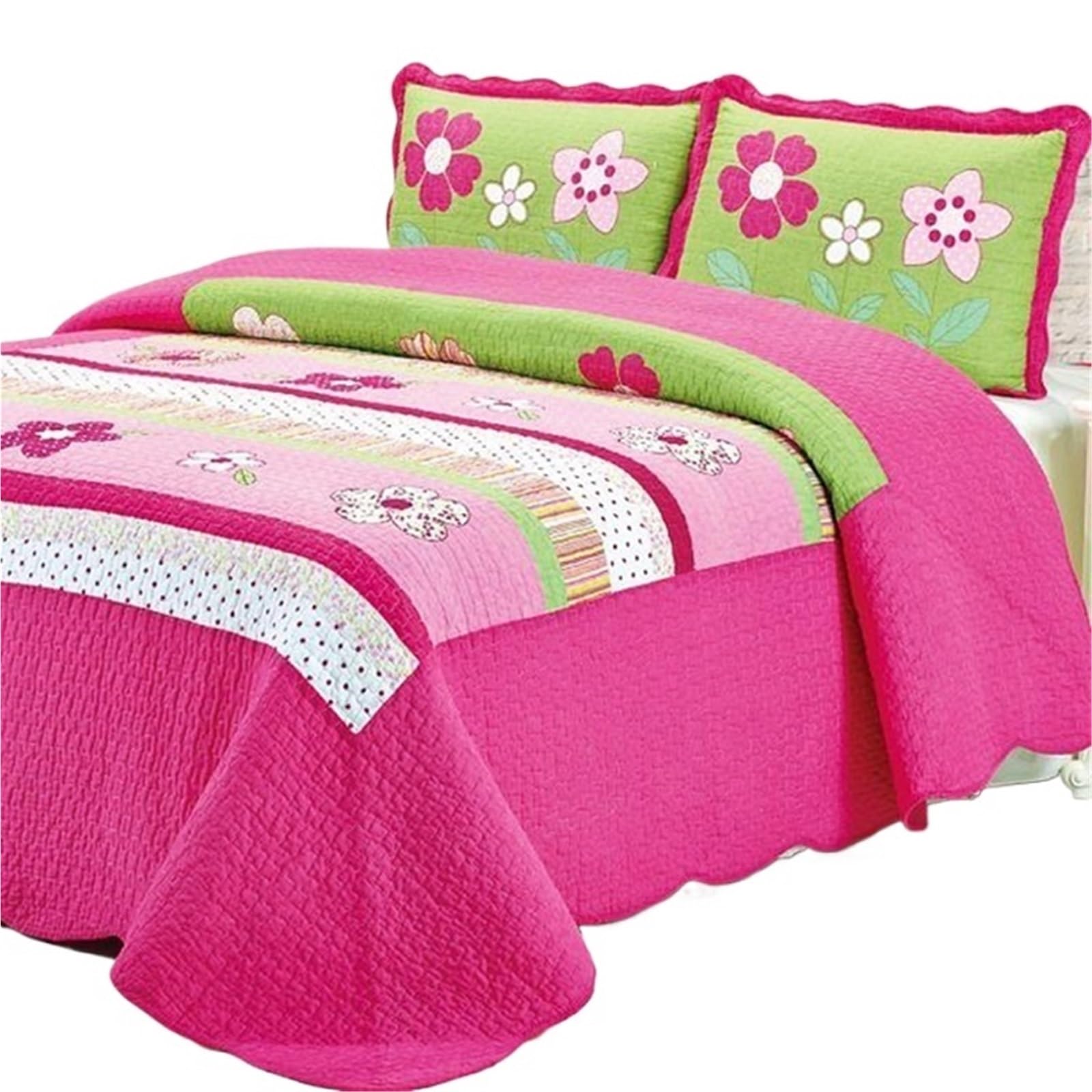 DAJGRHE Bedspread Plaid Cotton Quilt Set, Patchwork Blanket, Home Bedding, 3Pcs(Color 6)