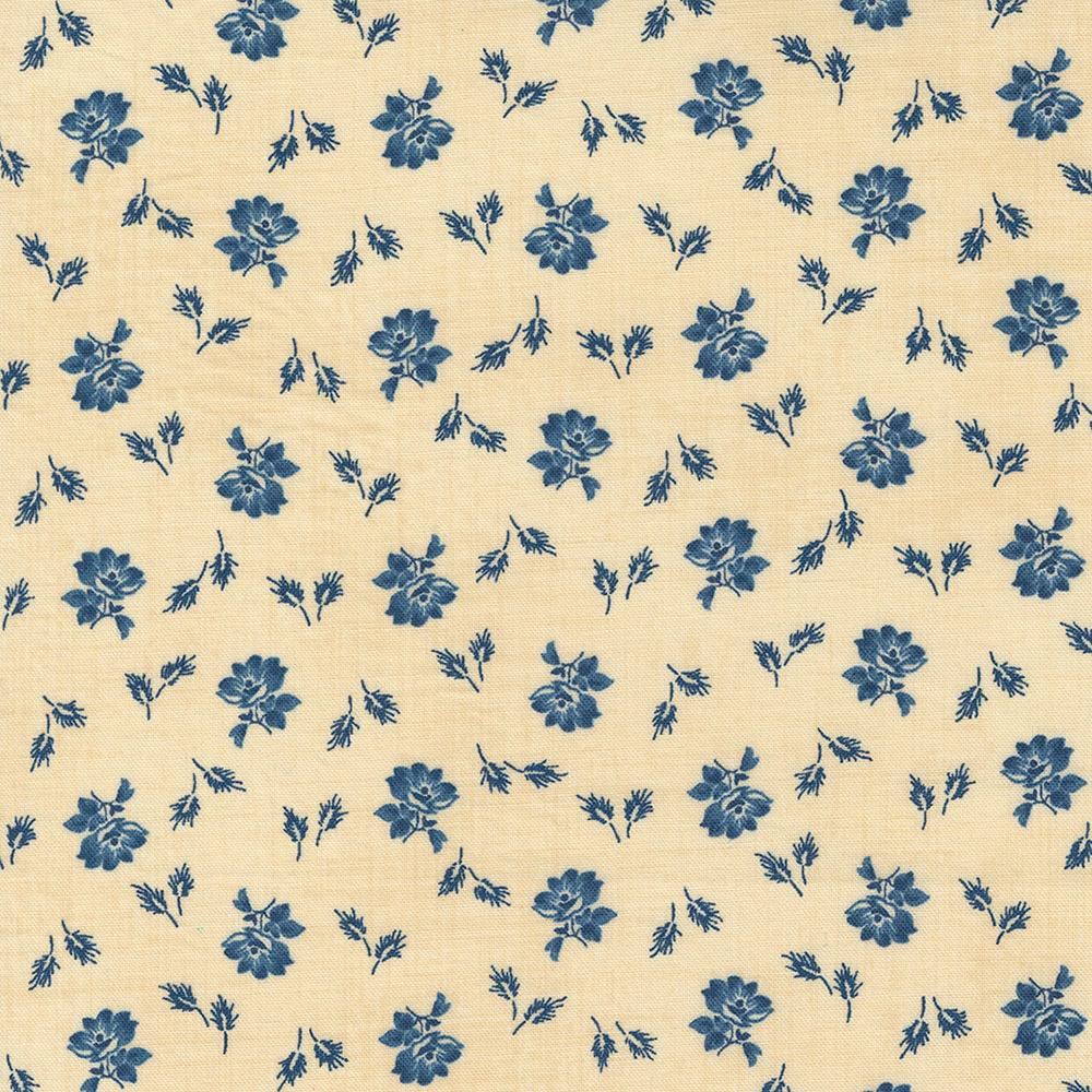 Moda Fabrics Mary Anns Gift Betsy Chutchian Flower Spray and Wheat Dark Blue