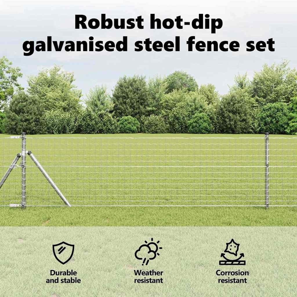 vidaXL Euro Fence Ground Fix 10 x 0,6 m Stal ocynkowana srebrny Siatka