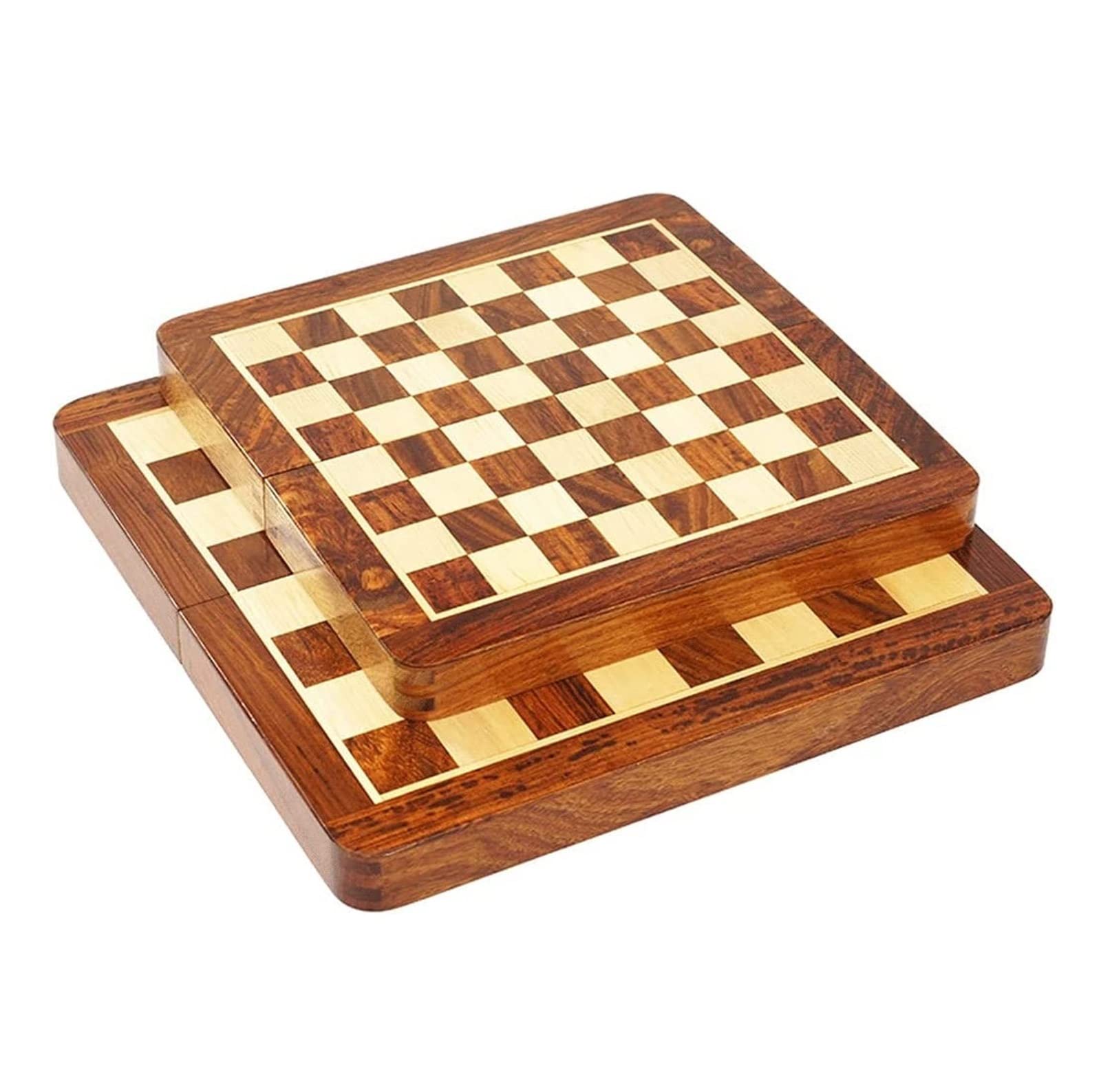Zestaw Szachów Składane Szachy Podróżne Plansza Do Gry, Wykonane Przenośne Magnetyczne Drewniane Sery Na Gra Gier Rodziną(25 * 25 * 2cm)