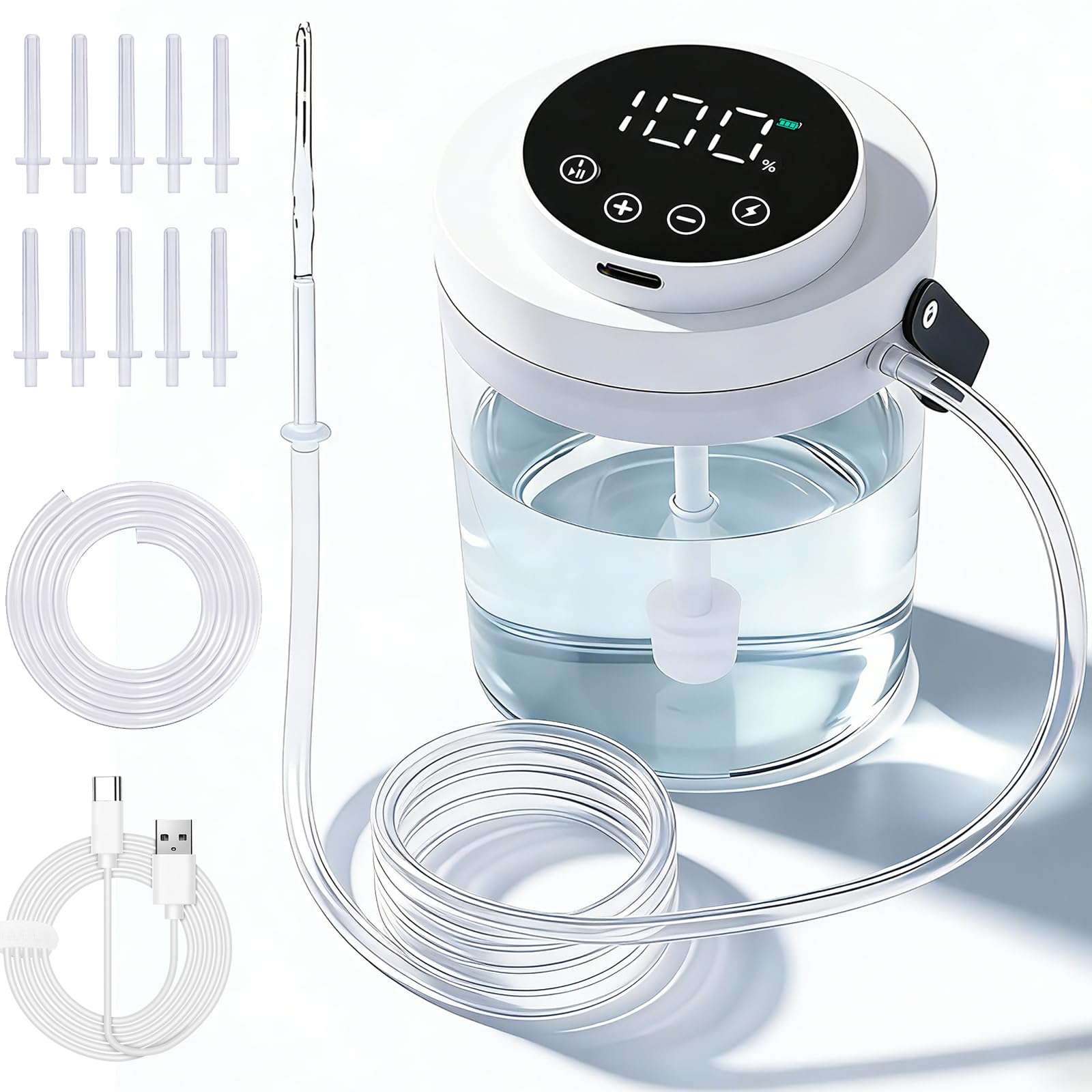 Kit de lavement électrique à café, seau à lavement rechargeable de 1,5 l pour nettoyage du côlon pour homme et femme, kit de nettoyage bio café avec pression d'eau réglable à 100 niveaux, affichage