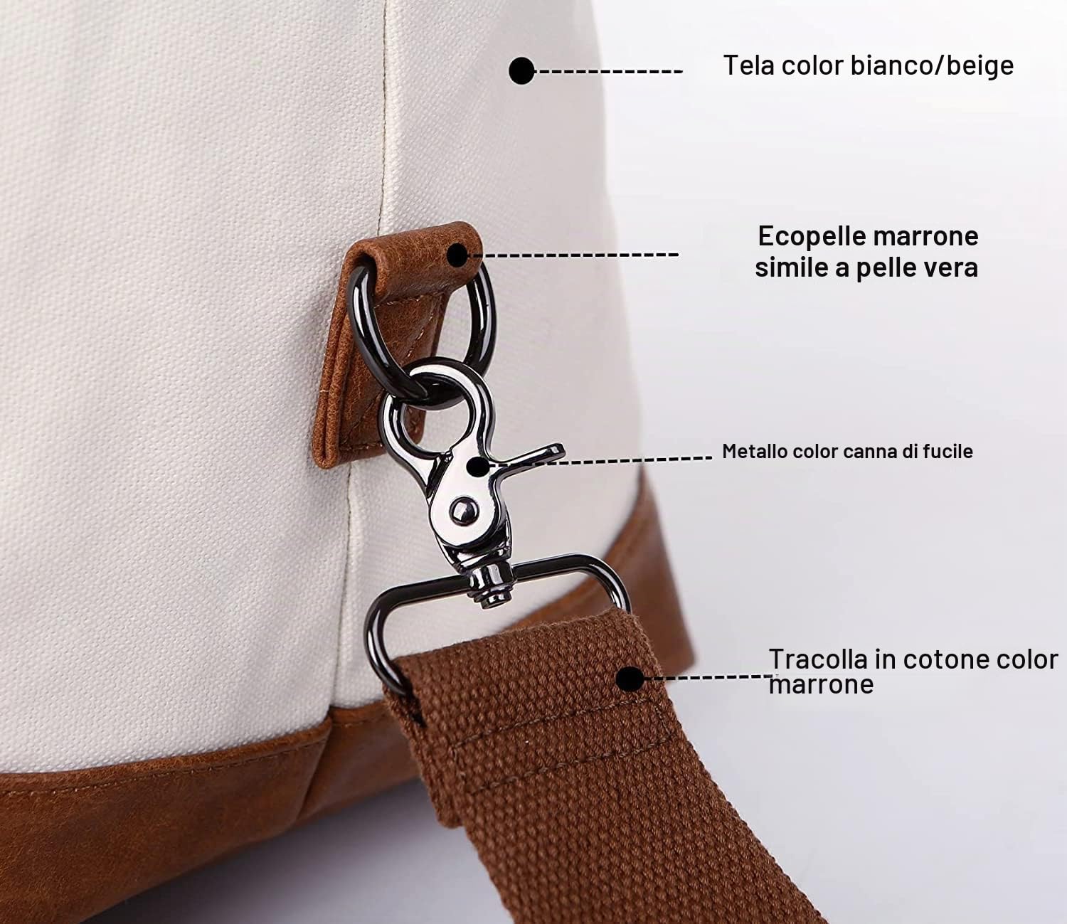 BAOSHABorsa da viaggio grande con beauty case HB-14, Beige/Bianco
