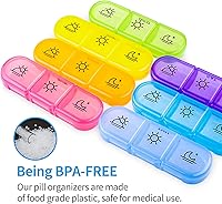 Vista 6 de ZIKEE Weekly Pill Organizer 3 Times a Day, Compact Pill Box 7 Day with Roomy Pill Case and Sturdy Design for Managing Your Vitamins, Fish Oils