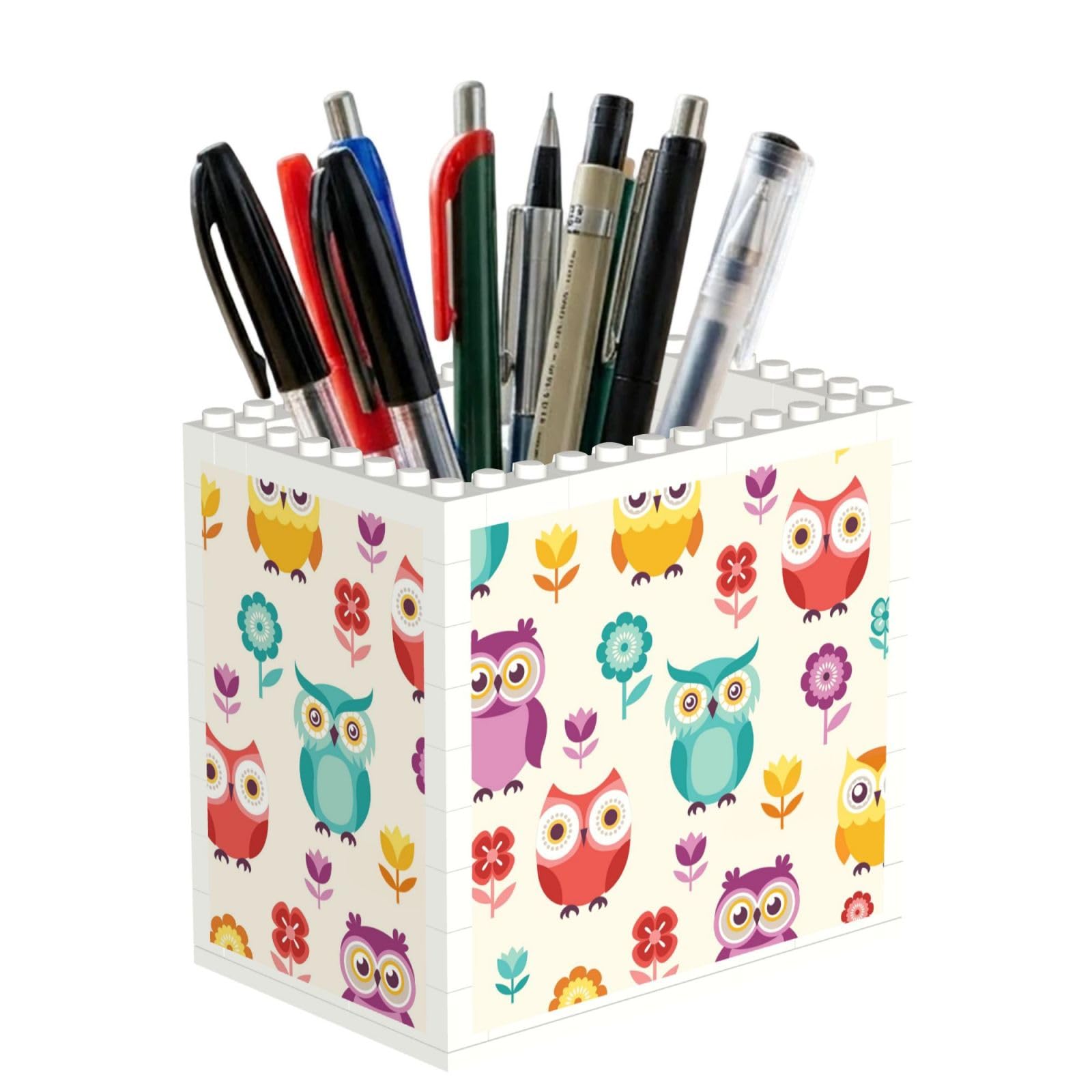 Poadnly Owl Pattern, Pen Pot Pencil Holder for Office Home School, Compact Desk Organiser for Office Stationery