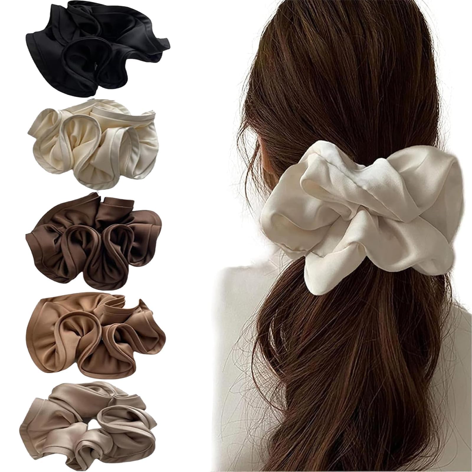 5 Pcs Oversized Scrunchie, Scrunchies For Women, 5 Colors Large Scrunchies For Women Stylish Hair Accessories for Girls to Create A Variety of Hair Releases