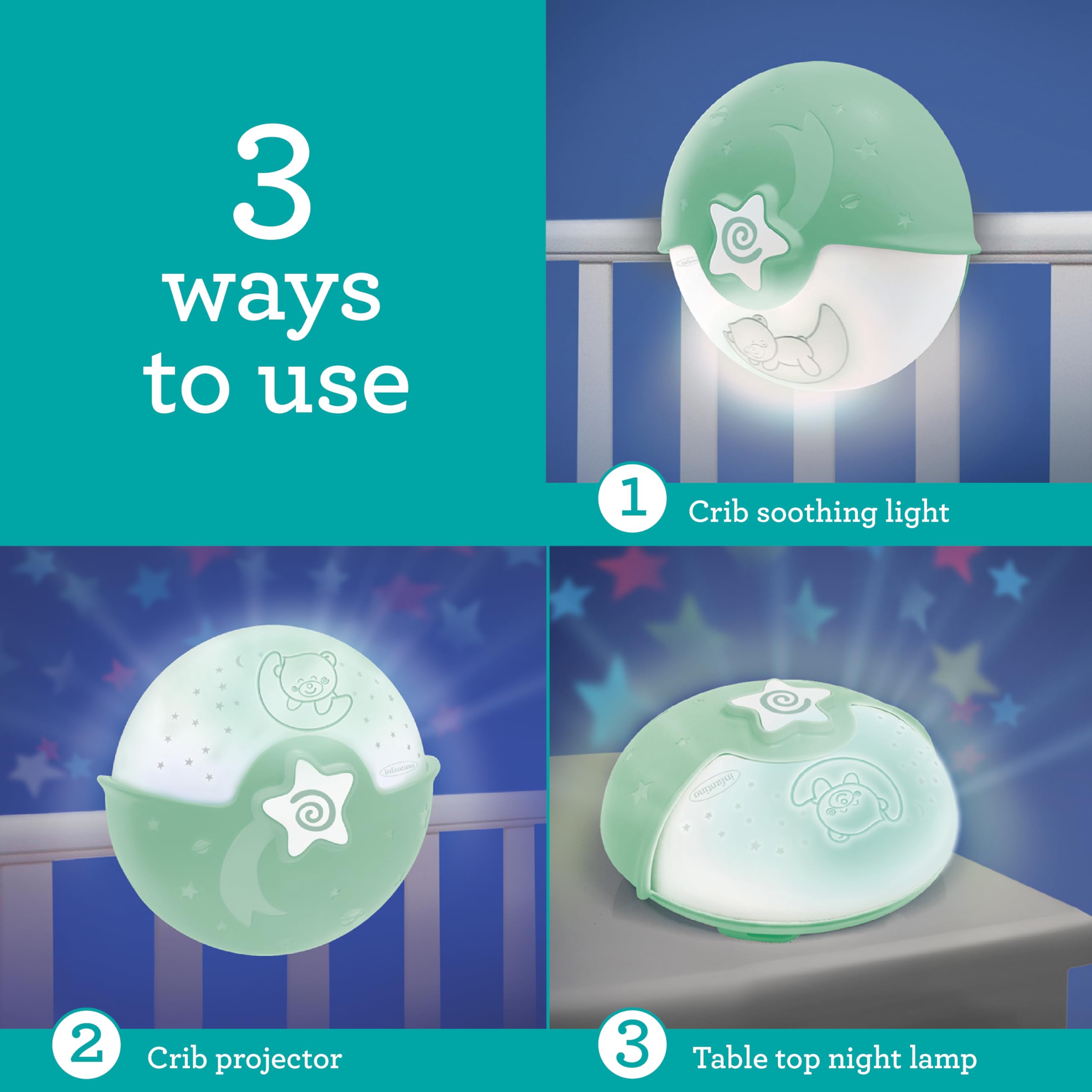 INFANTINO Soothing Light and Projector, Clip-on Crib Night Light with Grow-with-Me Design - Image 2