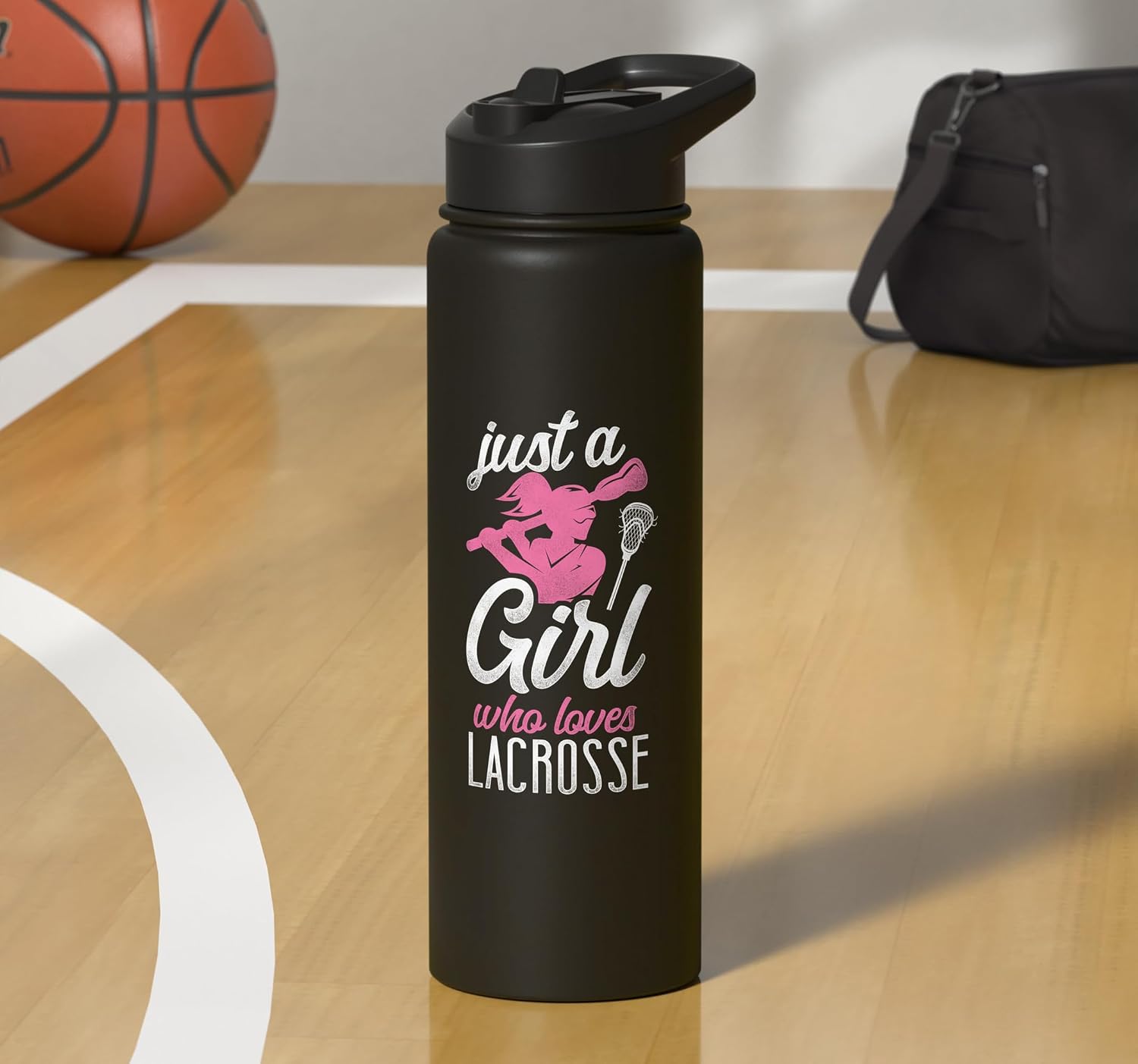 Lacrosse Lax Female Girl Just A Girl Who Loves Lacrosse Stainless Steel Insulated Water Bottle