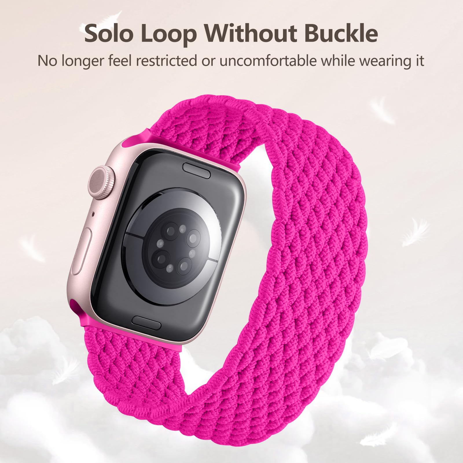 Maledan Braided Solo Loop Strap Compatible with Apple Watch Strap 38mm 40mm 41mm 42mm 44mm 45mm 46mm 49mm for Women Men, Adjustable Stretchy Sport Band for iWatch SE Series 10 9 8 7 6 5 4 3 2 1 — view 3