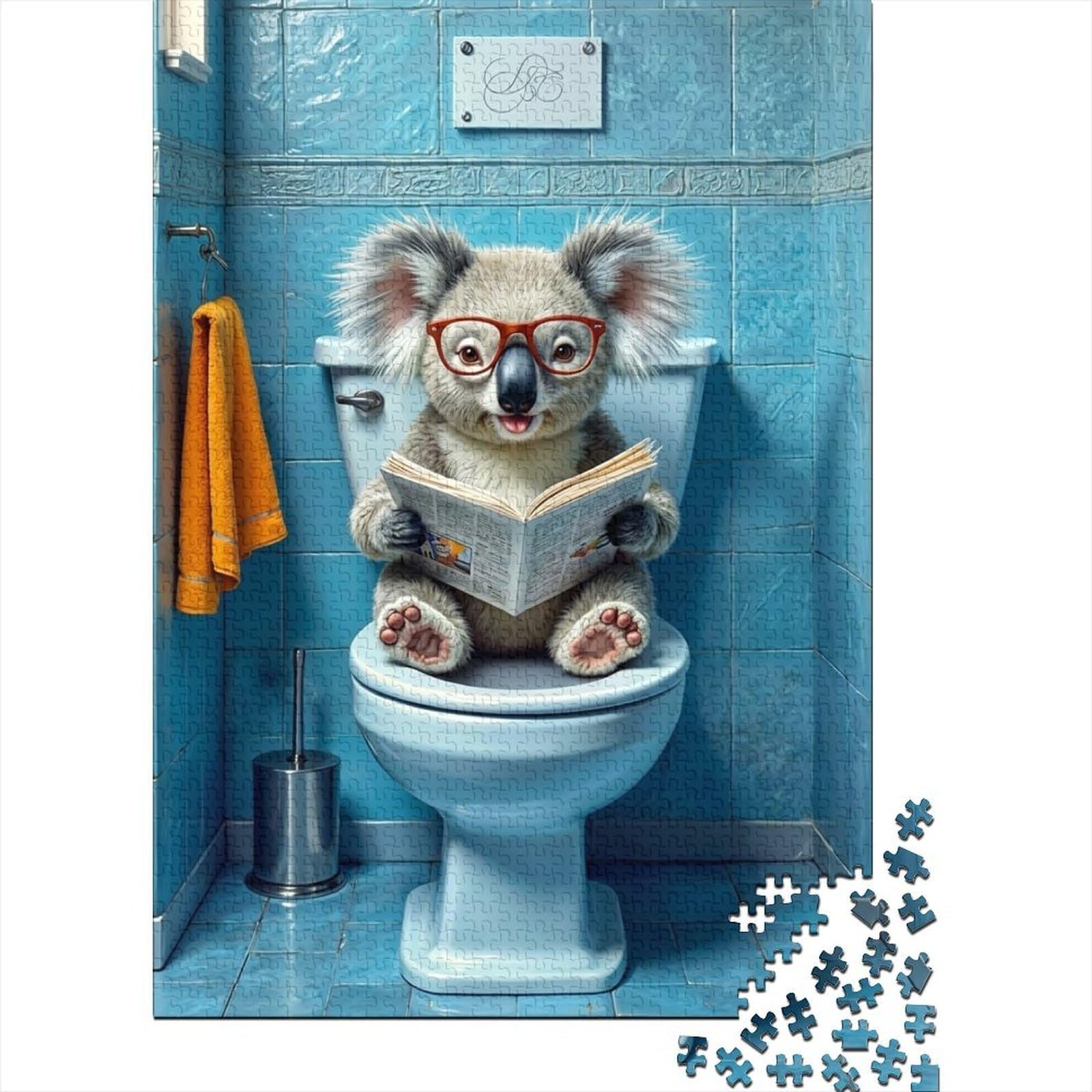 Koala Bathroom 1000 Piece Jigsaw Puzzle challenging paperboard for adults whimsical scene wall art decor stress relief activity family fun
