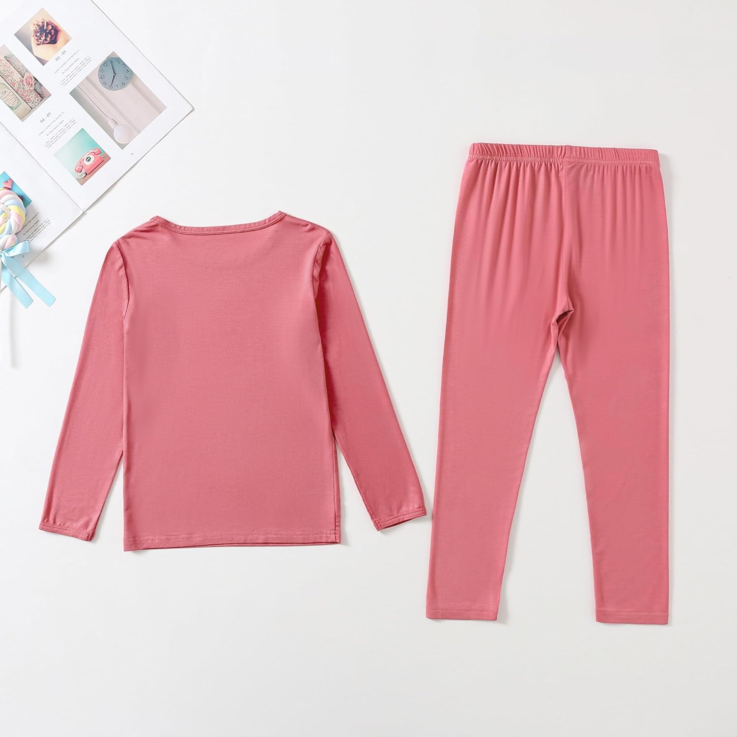 Jimonda Toddler Kids Girls Boys Pajamas Sets Soft Comfy Jammies Tencel Solid Raglan Sleepwear Pajamas Pjs 2pcs Set 18M-8Y - Image 6