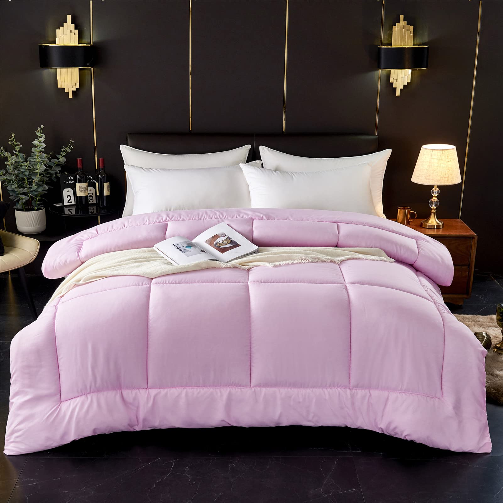 Couette 4 Saisons, Couette en Microfibre Edredon, Chaude Confort Légère Réversible Hypoallergénique Anti Acarien Couverture Hiver (Rose,150x200cm(1.5kg))