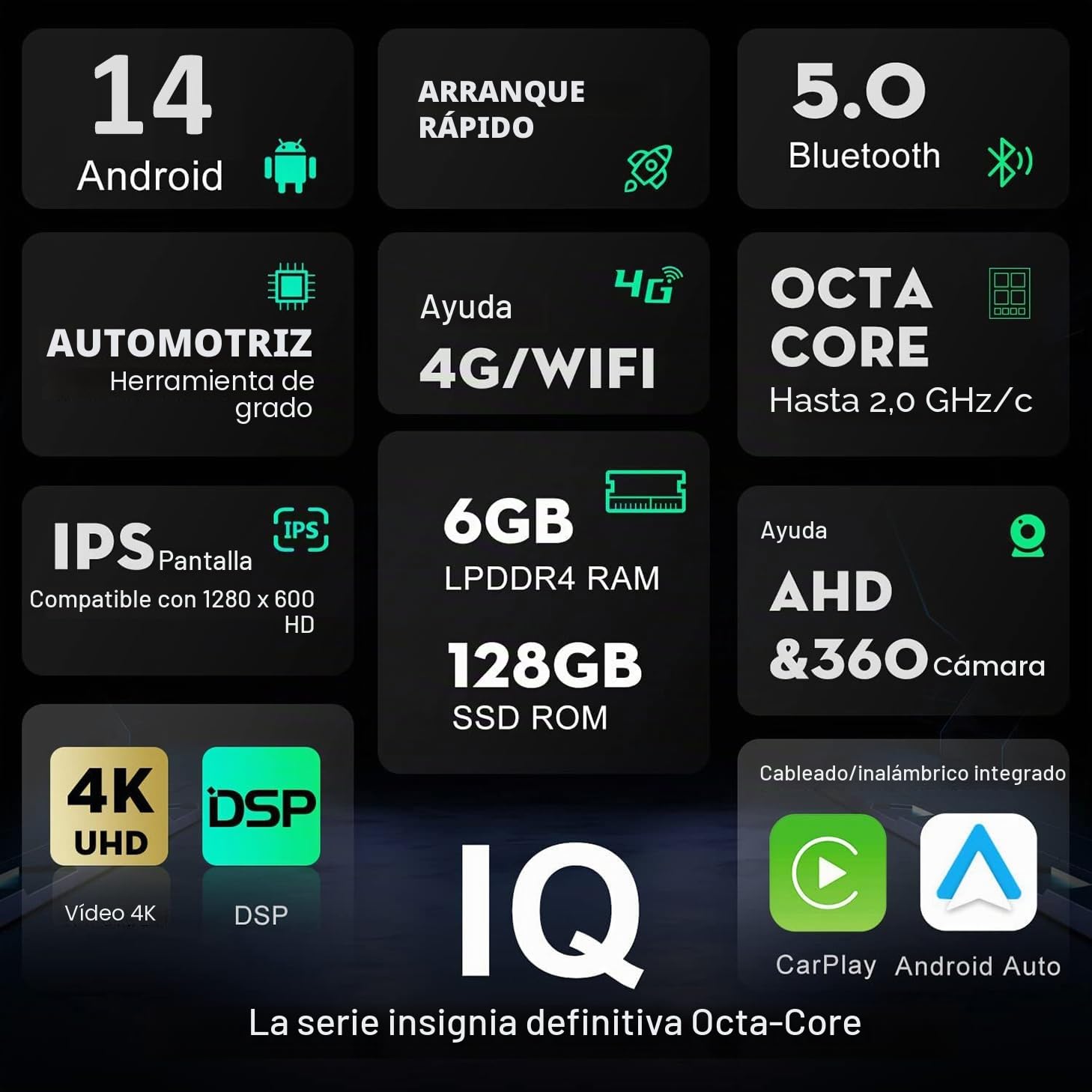 Android 16 [6GB+128GB] 2 DIN Autoradio para Ford Focus 2011-2019-[Integrado CarPlay/Android Auto/DSP/GPS]-IPS 9”Touch Screen-Cámara+Mic-Dab/Control del Volante/Bluetooth 5.0/360 Cámara