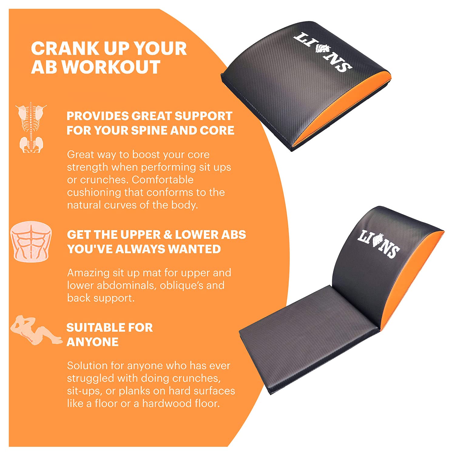 Black Crunch Machine Abdominal Exercisers Ab Exercise Mat - Sit Up Pad ...