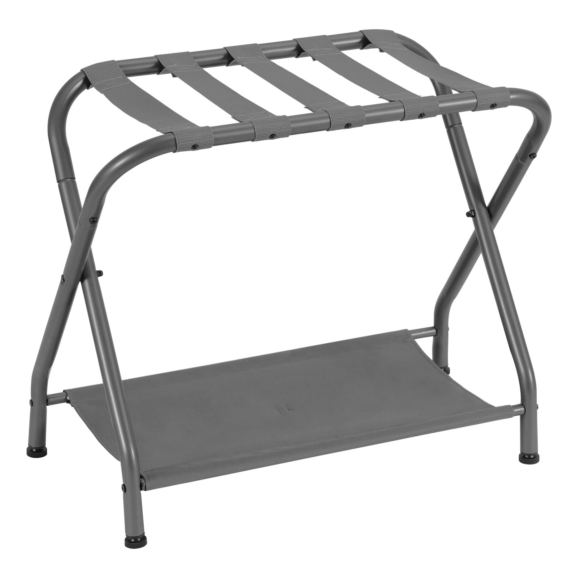 Heybly Luggage Rack,Steel Folding Suitcase Stand with Storage Shelf for